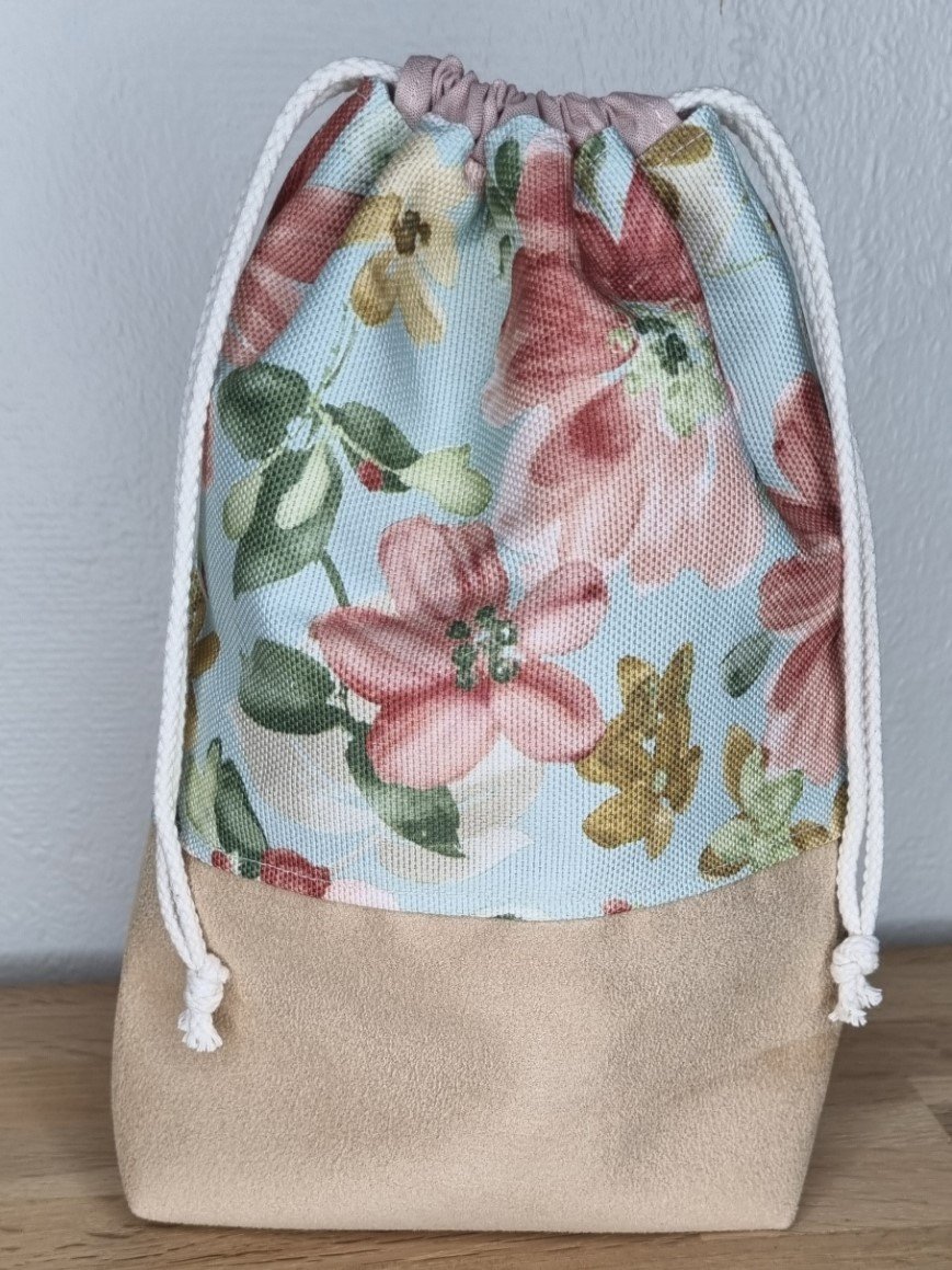 Projektpose Lille Blomst / Imiteret Ruskind